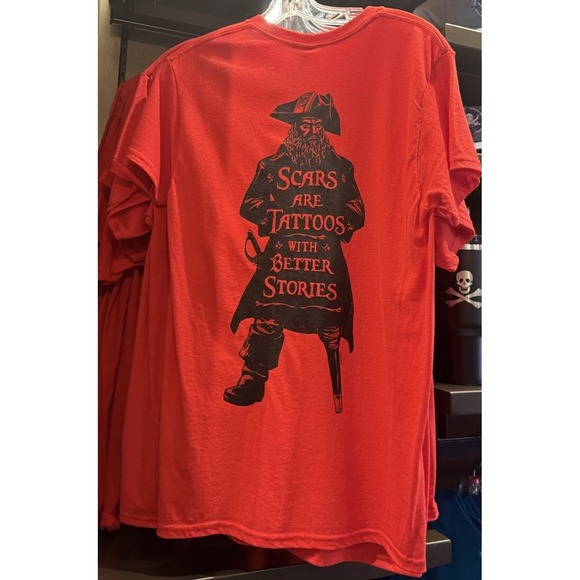 Disney Other - Disney Parks 2025 Pirates Shirt Scars Are Tattoos With Better Stories Red ALL SZ